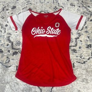 Ohio State Buckeyes Womens Small Scarlet & Gray V Neck Tee
